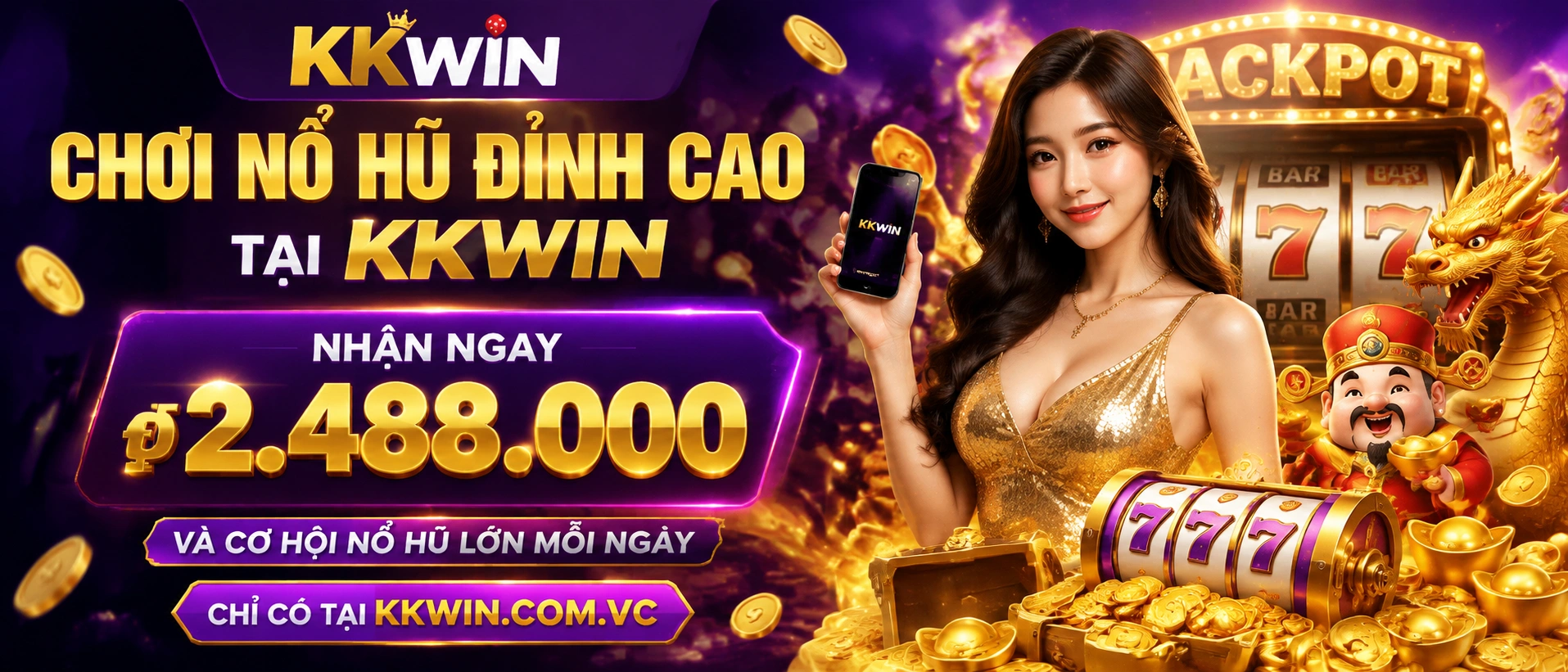 Giao diện sảnh Nổ Hũ kkwin với nhiều chủ đề slot